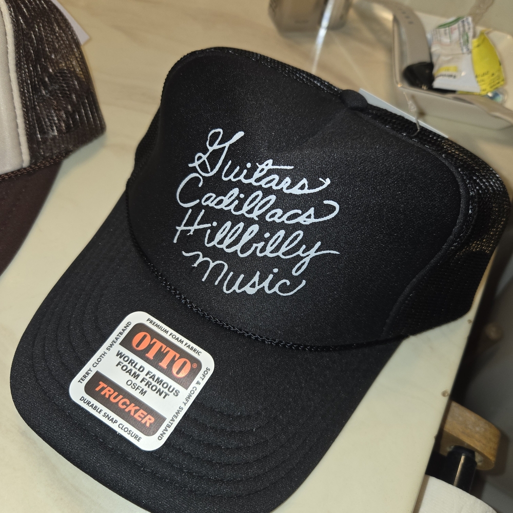 OTTO Black Trucker Hat with White Script